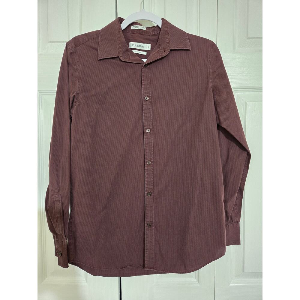 Calvin klein small men's long sleeve button up striped shirt